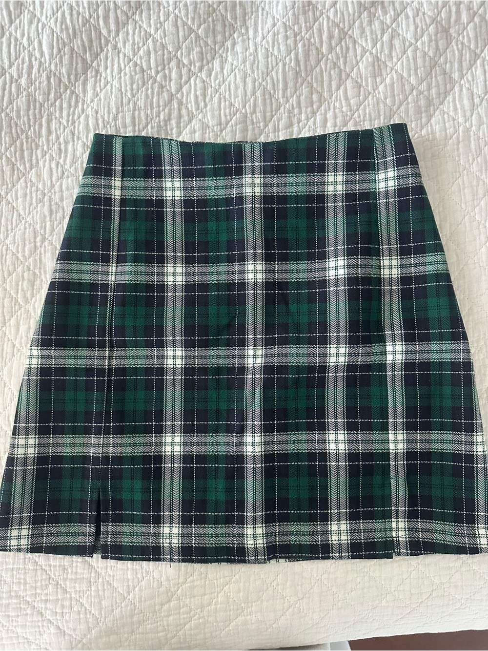Brandy Melville Green and Navy Plaid Mini Skirt
